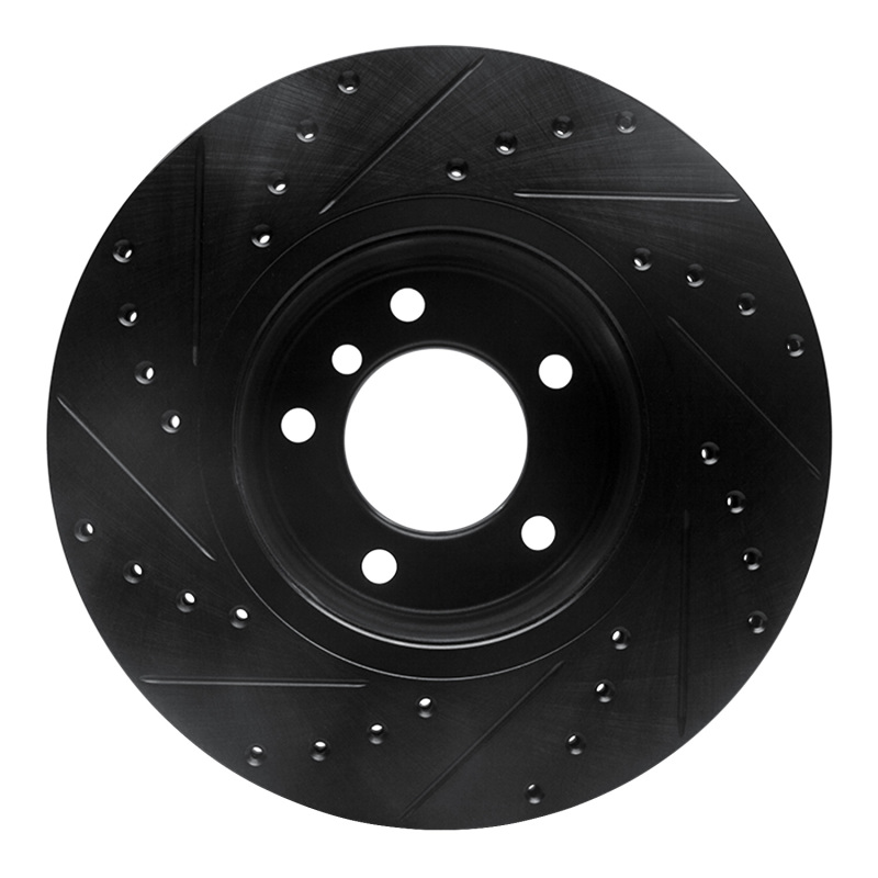 BMW 525i Brake Rotor (1) - Front Right - R1 Concepts - Drilled & Slotted - Black - `04-`10